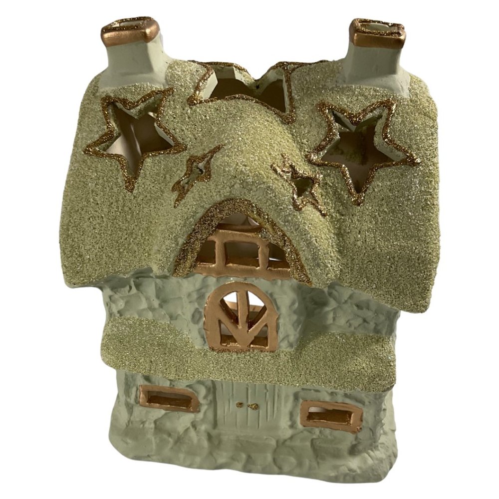 Hand Painted Holiday Building Tealight Holders